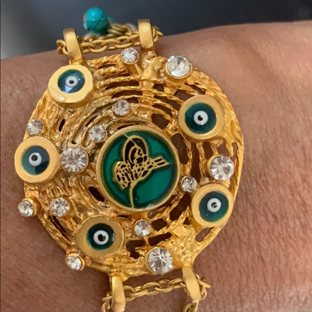 Evil Eye Bracelet with crystals , beads & Arabic
